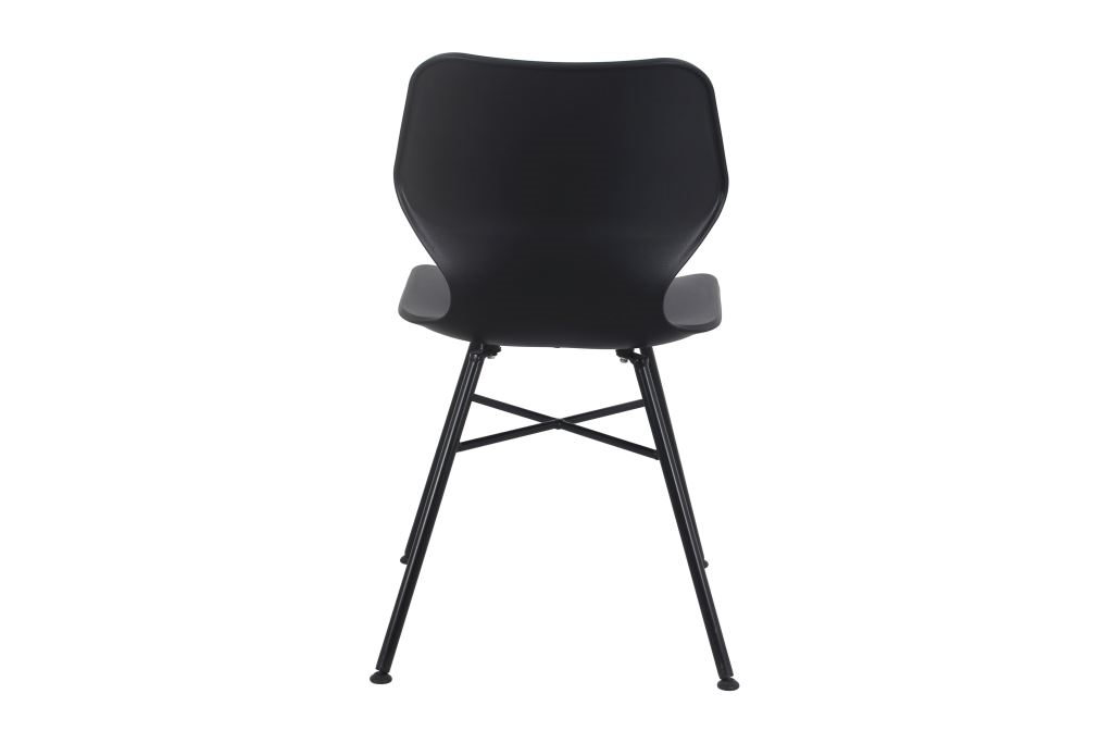 Black Plastic Chair With Cross Metal Feet-PP Chair