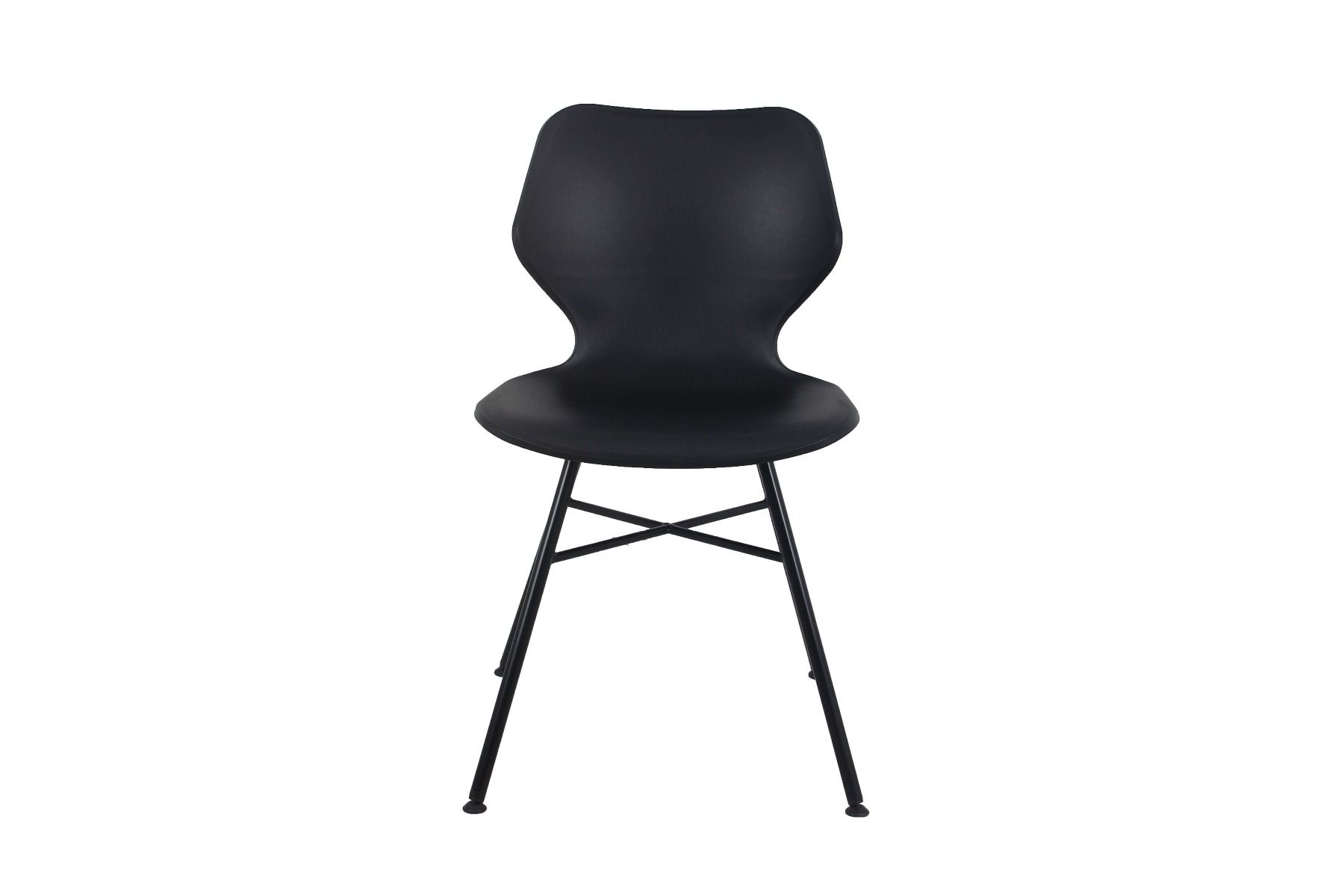 Black Plastic Chair With Cross Metal Feet-PP Chair