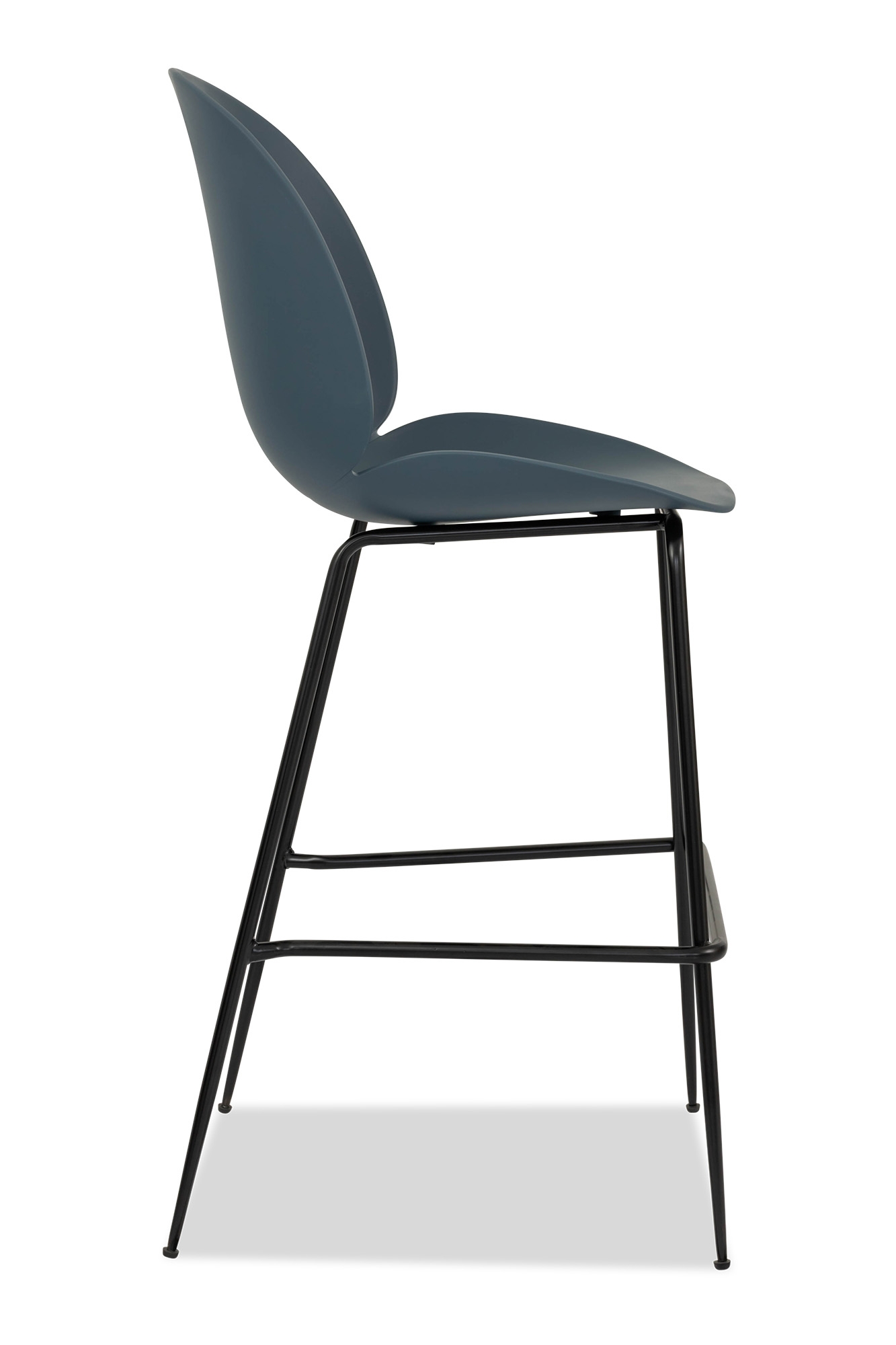 Navy Blue Plastic Beetle Bar Stool With Metal Feet-PP Chair