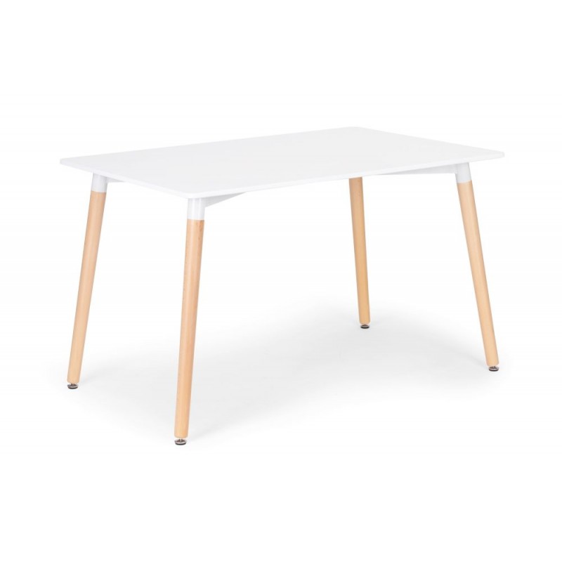 Rectangle White MDF Dining Table With Four Wood Legs-PP Chair