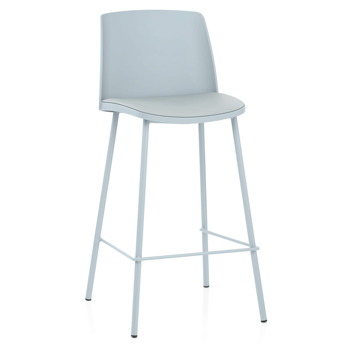 Dusty Blue Padded Plastic Bar Stool with Metal Legs