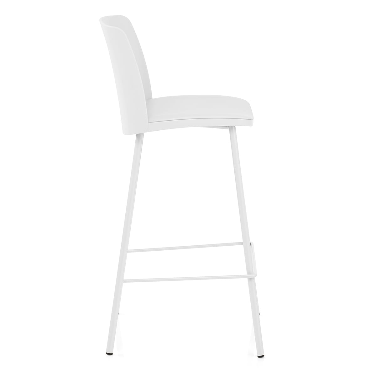 Comfortable Bar Stool: White Metal Base & Cushioned Plastic Seat