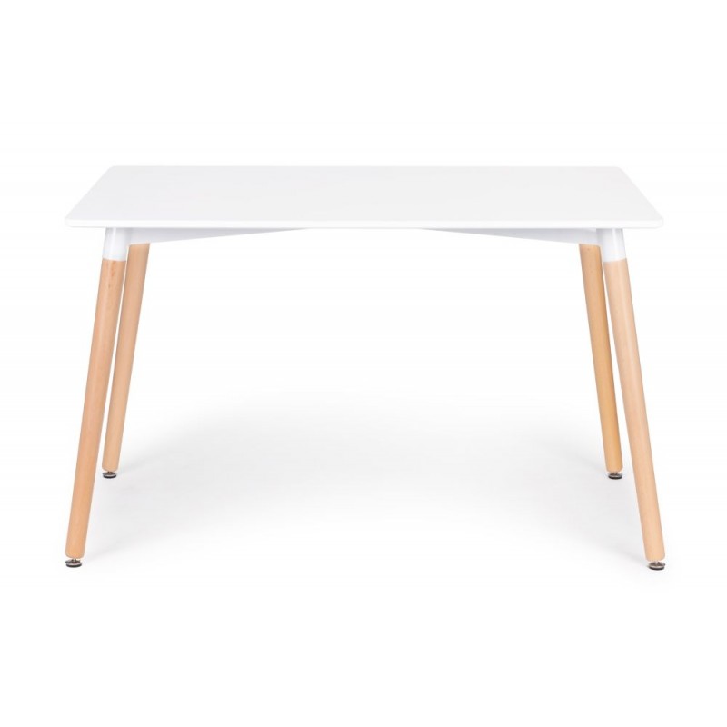 Rectangle White MDF Dining Table With Four Wood Legs-PP Chair