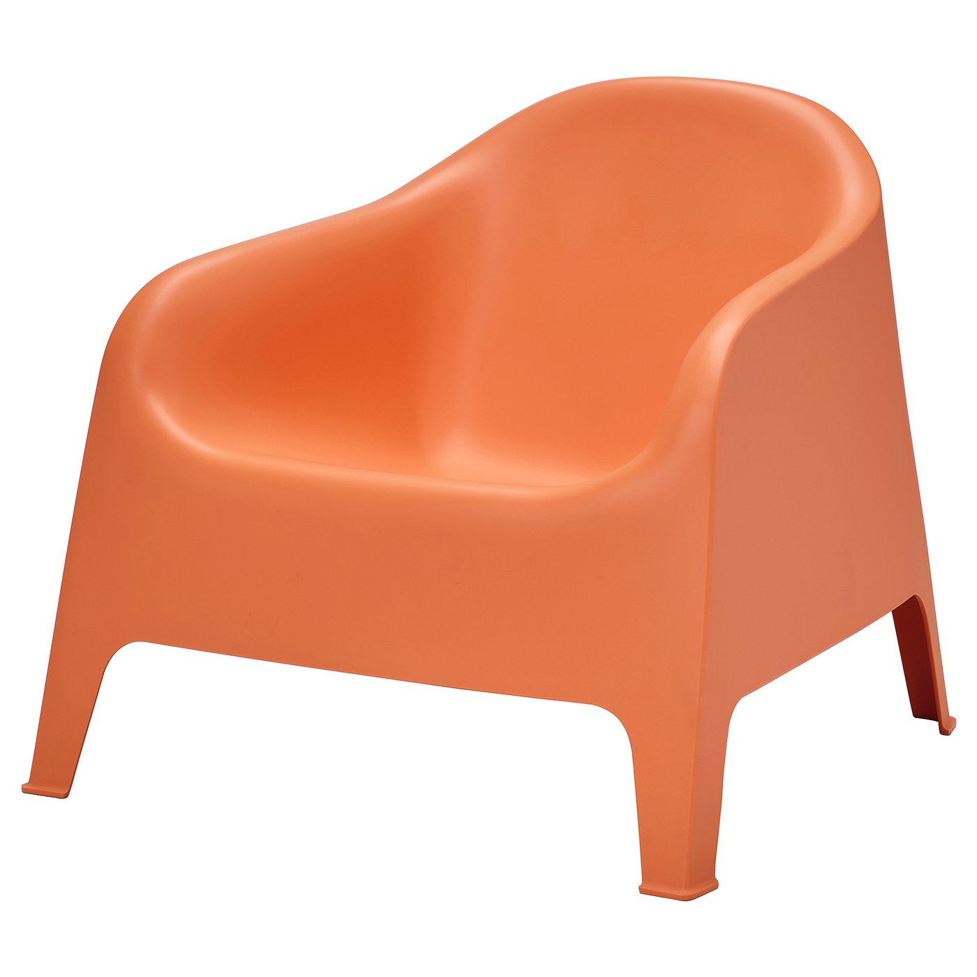 Orange Molded Plastic Accent Tub Chair, Monoblock All Weather PP Lounge Armchair for Indoor Outdoor Patio Garden Balcony