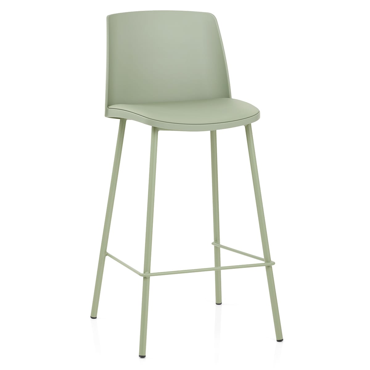 Matcha Green Bar Stool - Cushioned Plastic Seat with Metal Base
