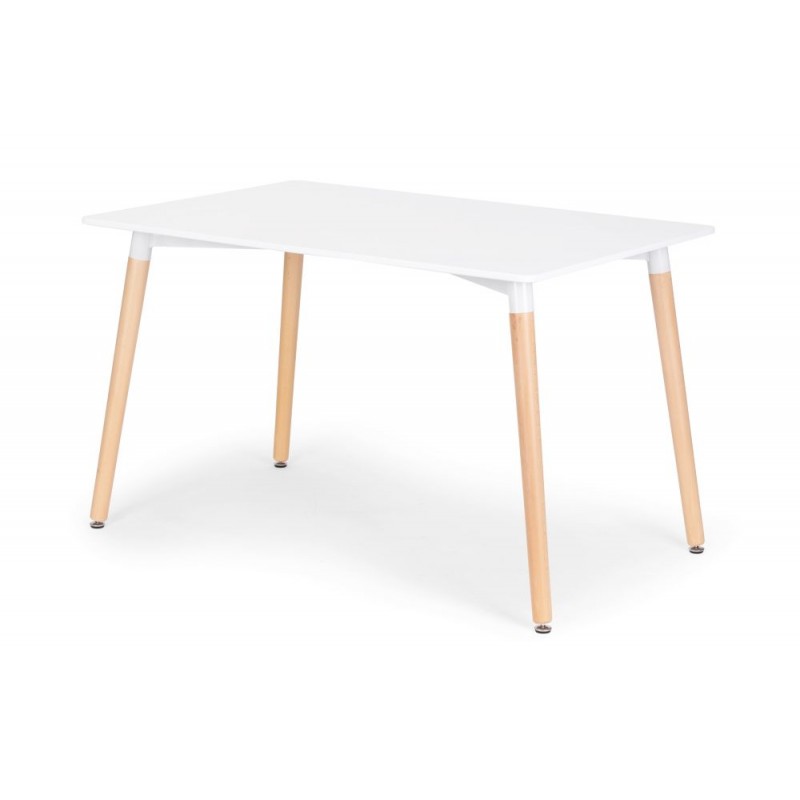 Rectangle White MDF Dining Table With Four Wood Legs-PP Chair