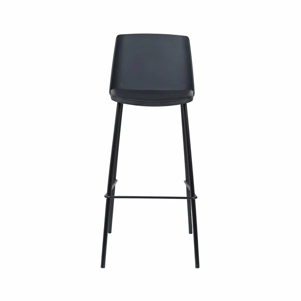 Black Bar Stool - Cushioned Plastic Seat with Metal Base