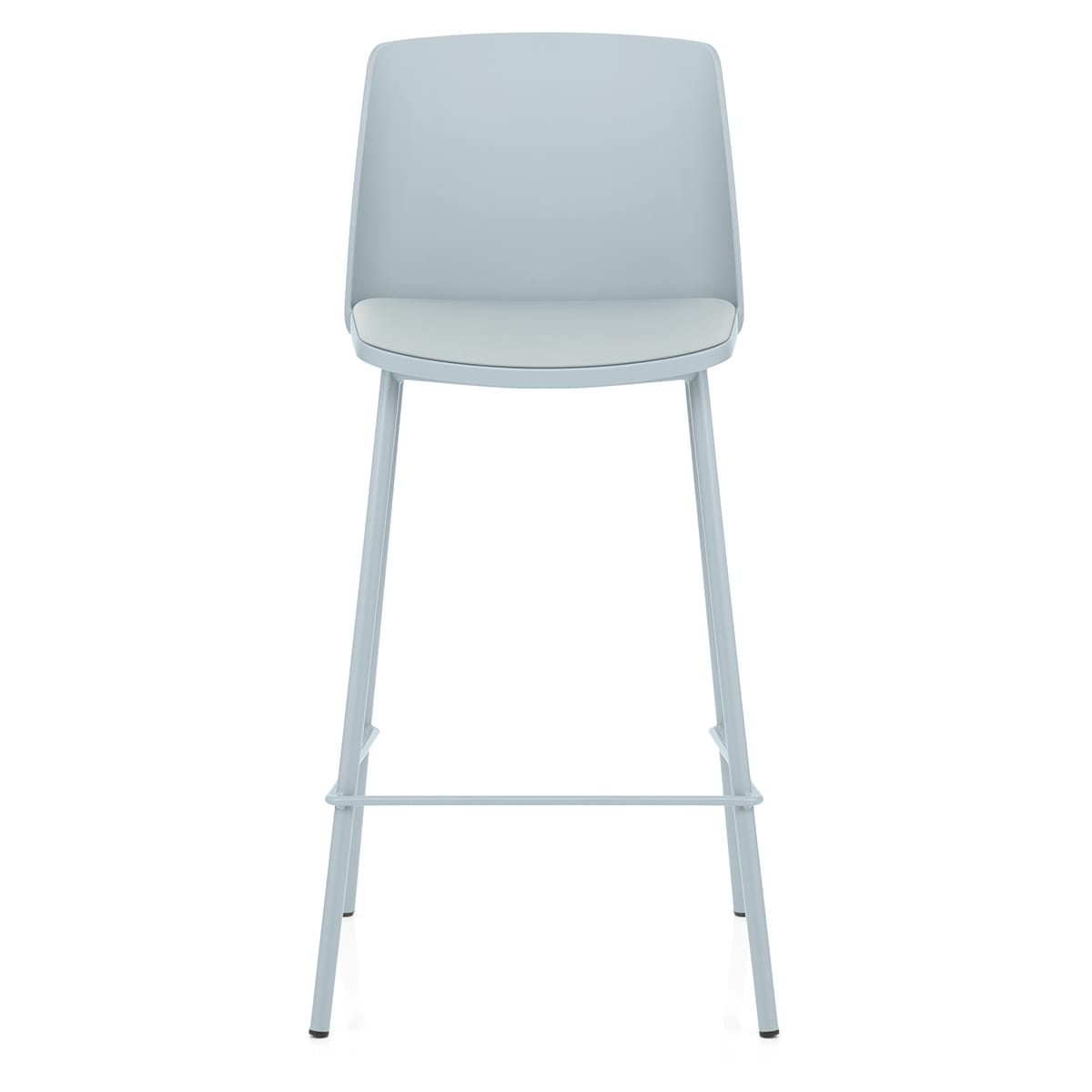Dusty Blue Padded Plastic Bar Stool with Metal Legs