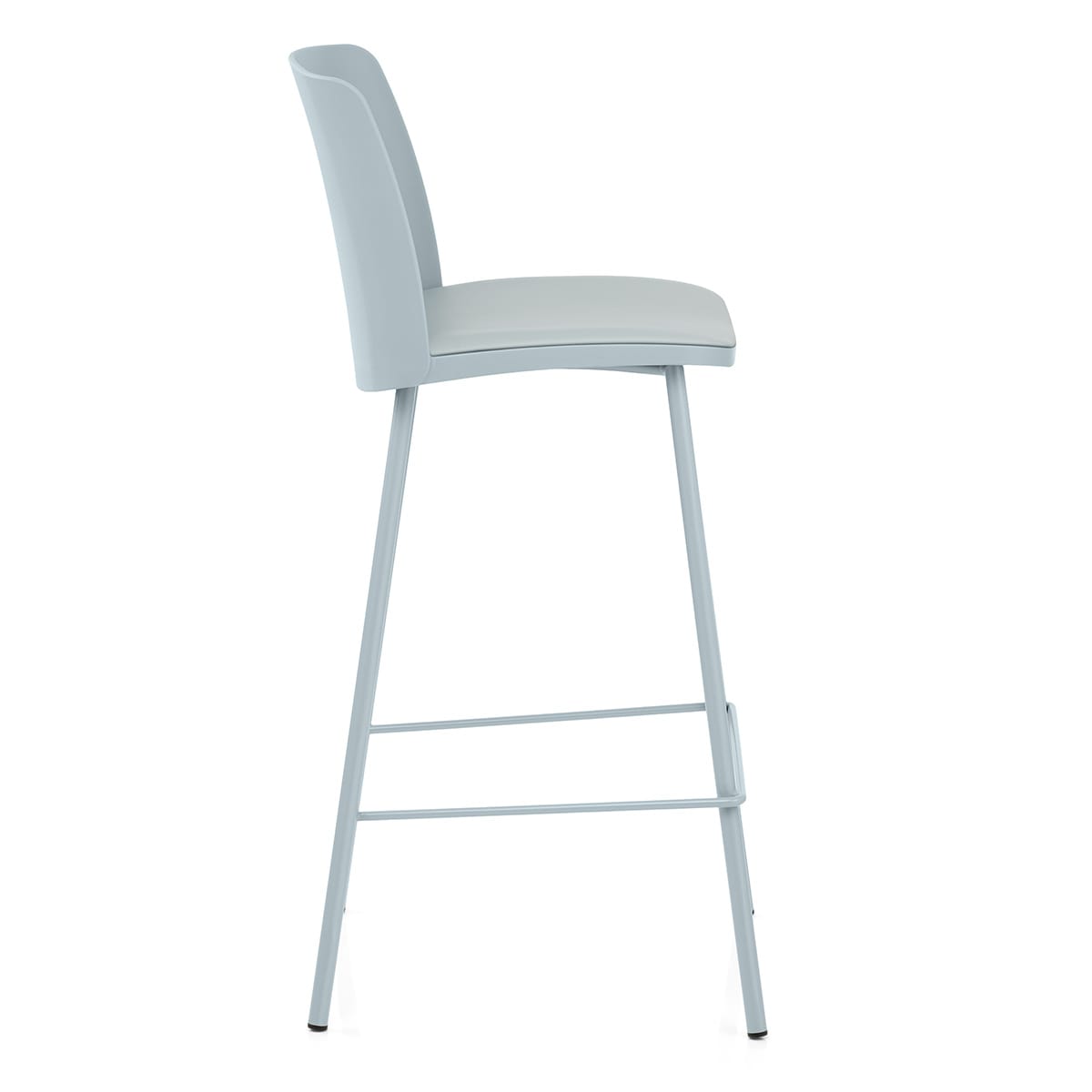 Dusty Blue Padded Plastic Bar Stool with Metal Legs