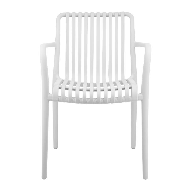 PP Plastic Slatted Armchair, Stackable Outdoor Dining Chair for Patio & Hospitality