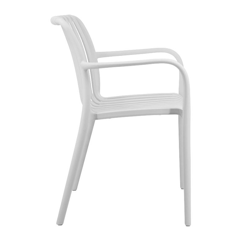 PP Plastic Slatted Armchair, Stackable Outdoor Dining Chair for Patio & Hospitality
