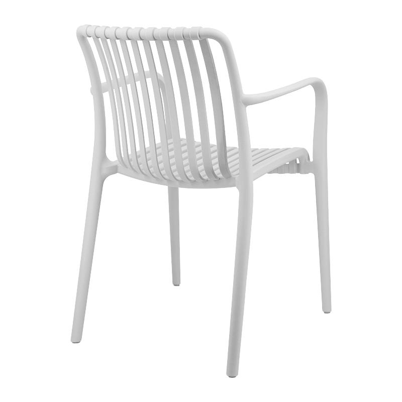 PP Plastic Slatted Armchair, Stackable Outdoor Dining Chair for Patio & Hospitality
