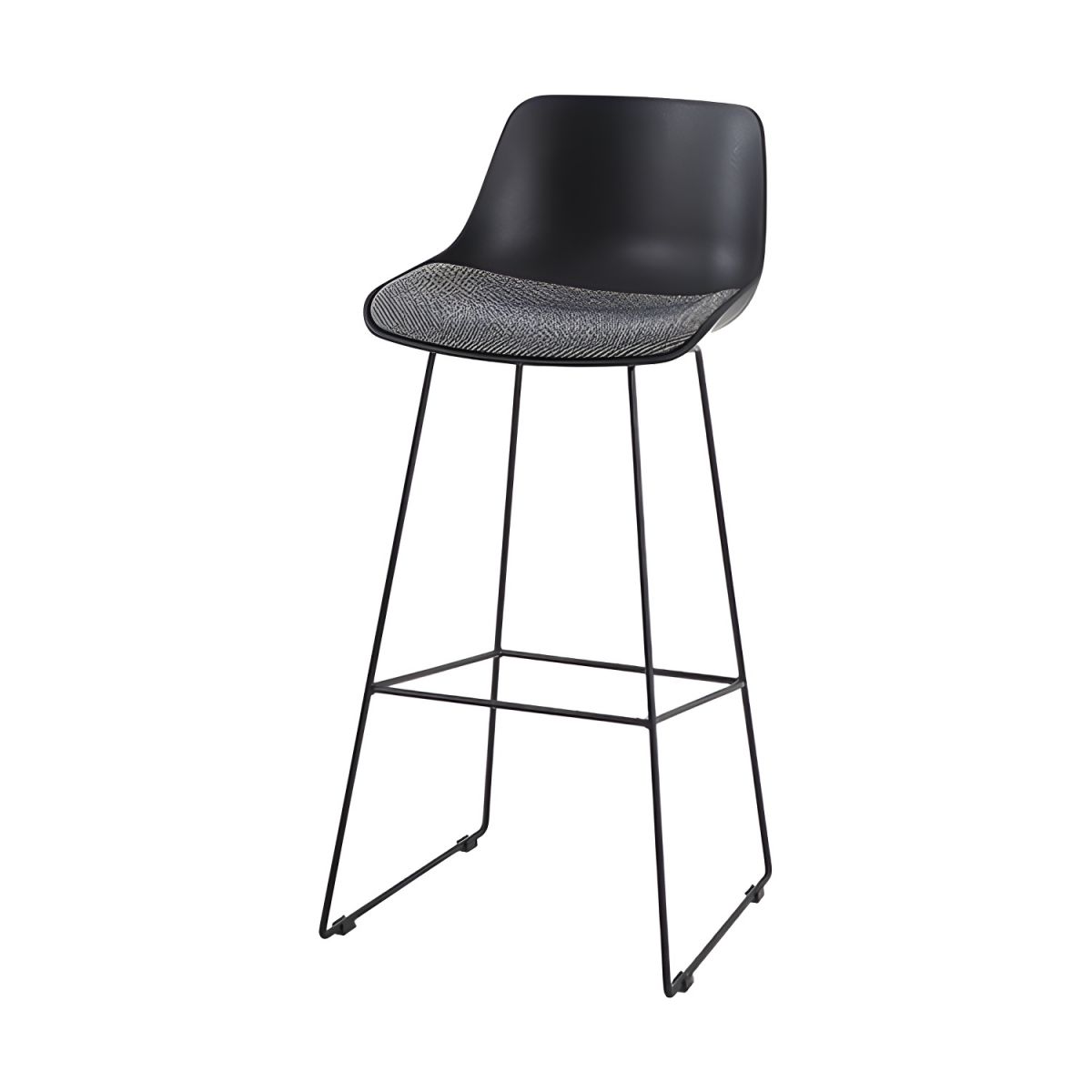 Ergonomic Bar Stool | Black Metal Legs | Cushioned Plastic Seat