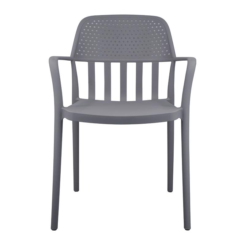 Dark Gray Plastic Restaurant Chair with Armrests