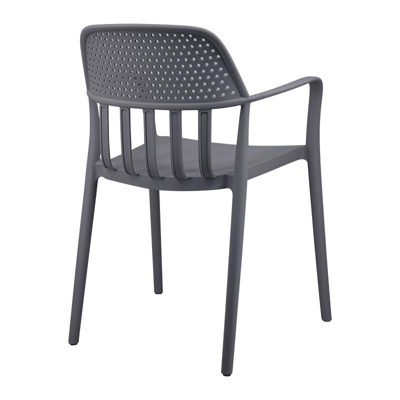 Dark Gray Plastic Restaurant Chair with Armrests