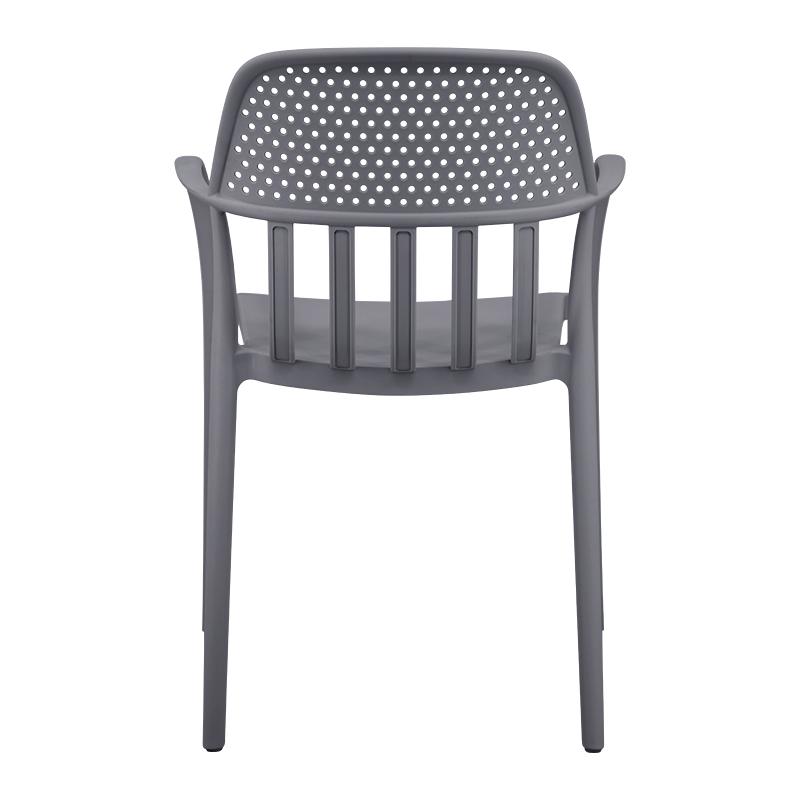Dark Gray Plastic Restaurant Chair with Armrests