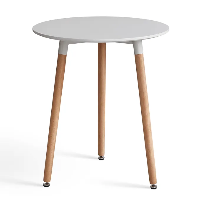 White Round MDF Coffee Table With Three Wood Legs-PP Chair