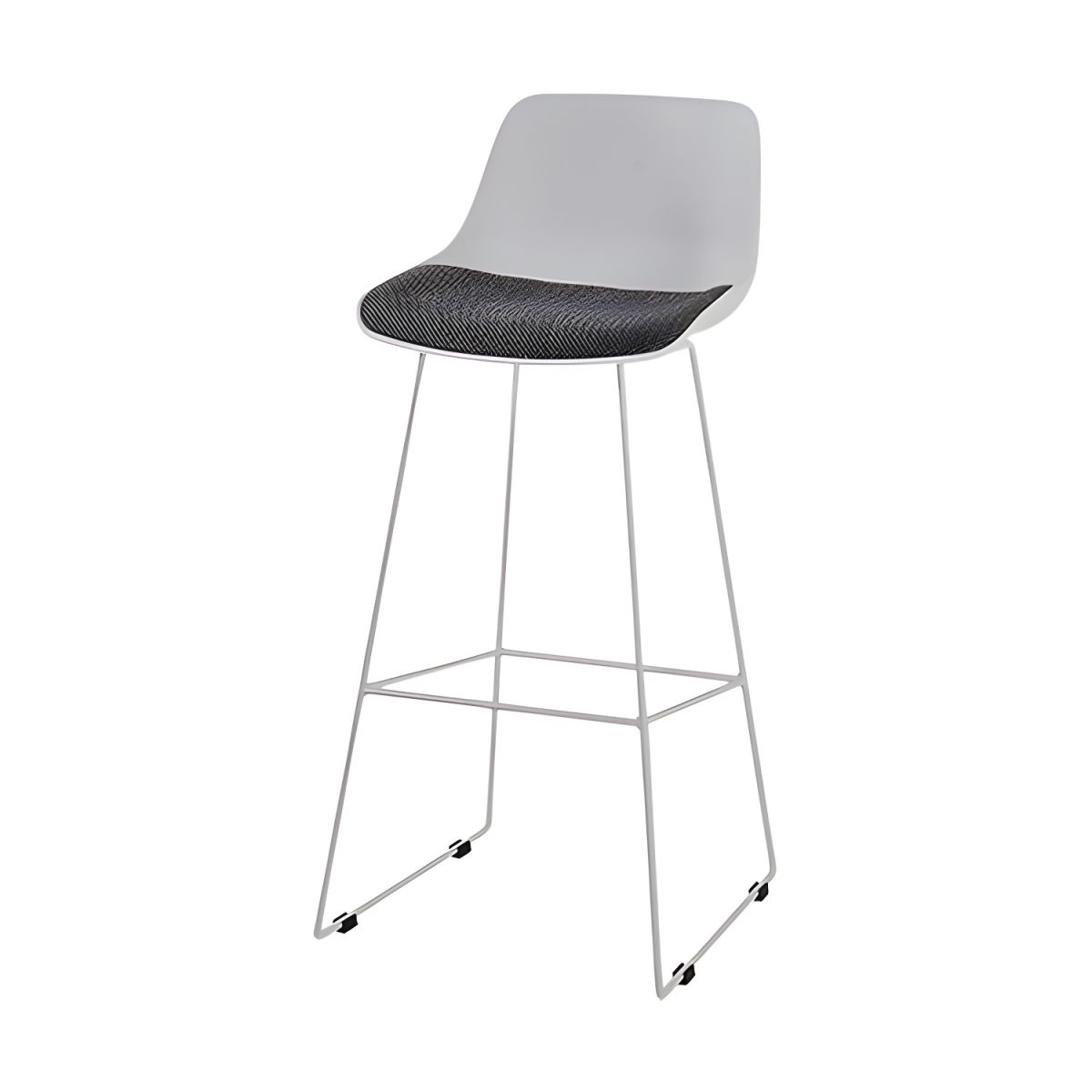 Ergonomic Bar Stool | White Metal Legs | Cushioned Plastic Seat