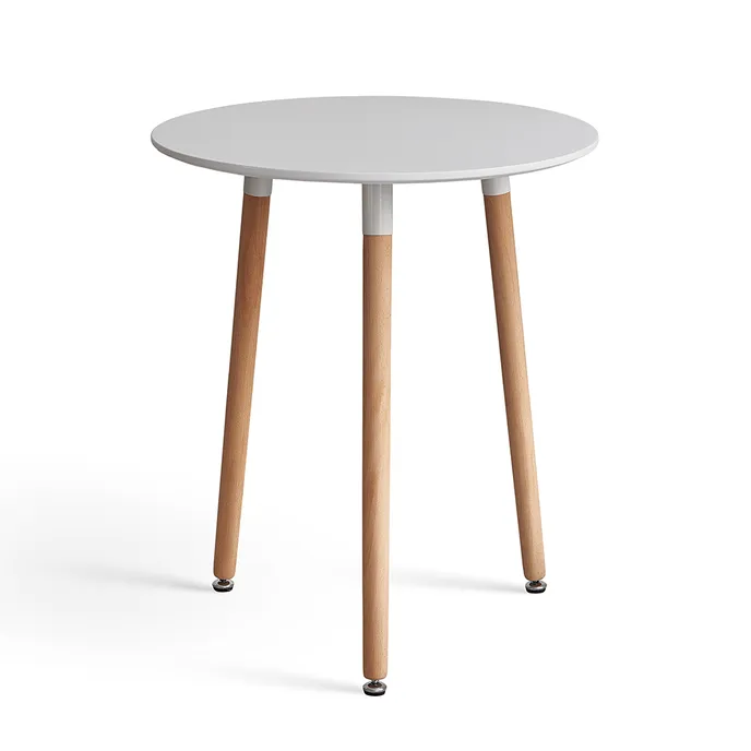 White Round MDF Coffee Table With Three Wood Legs-PP Chair