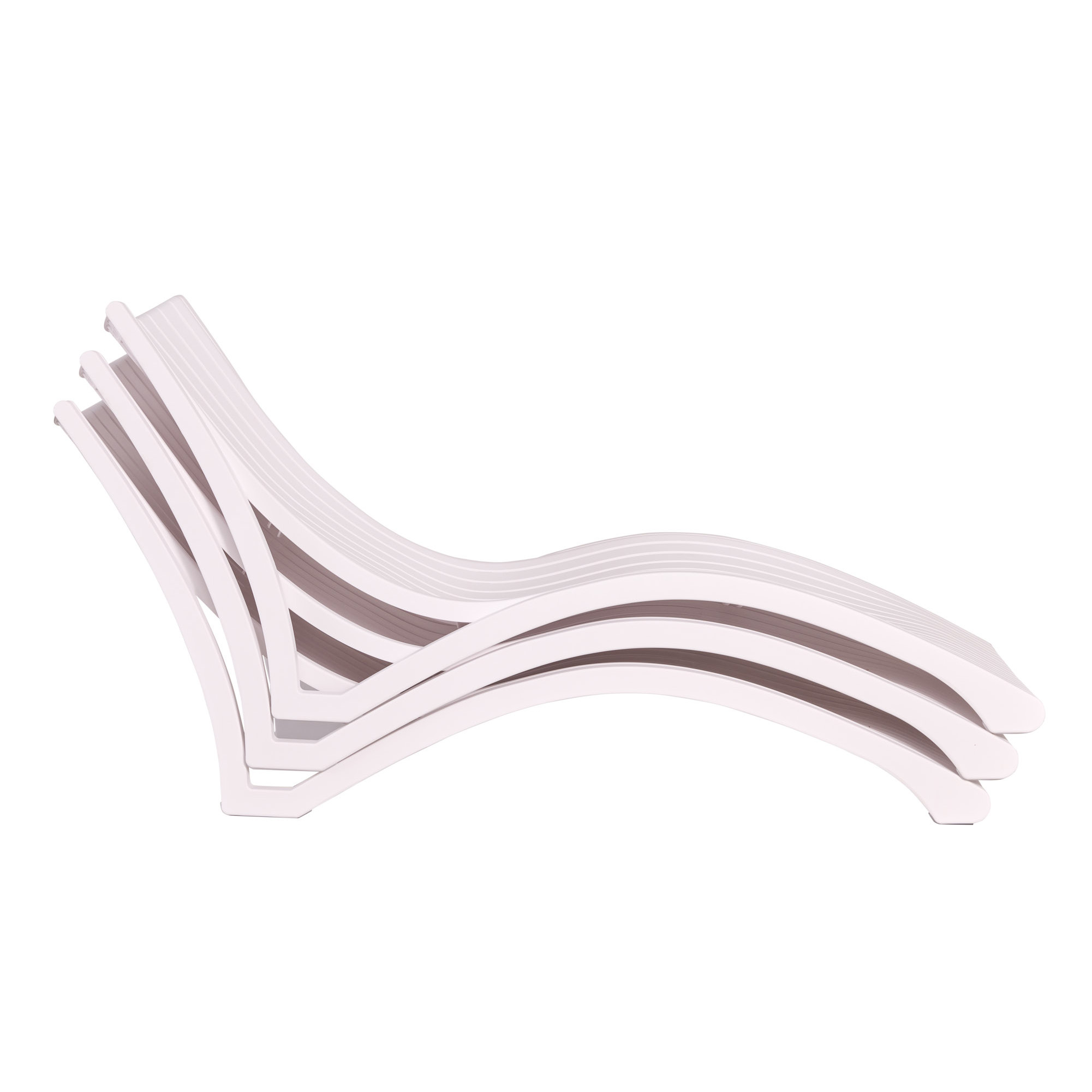 White Plastic Sun Lounger, PP Material, 150kg Load-Bearing, Outdoor Leisure Chair for Resort/Courtyard/Bulk Wholesale