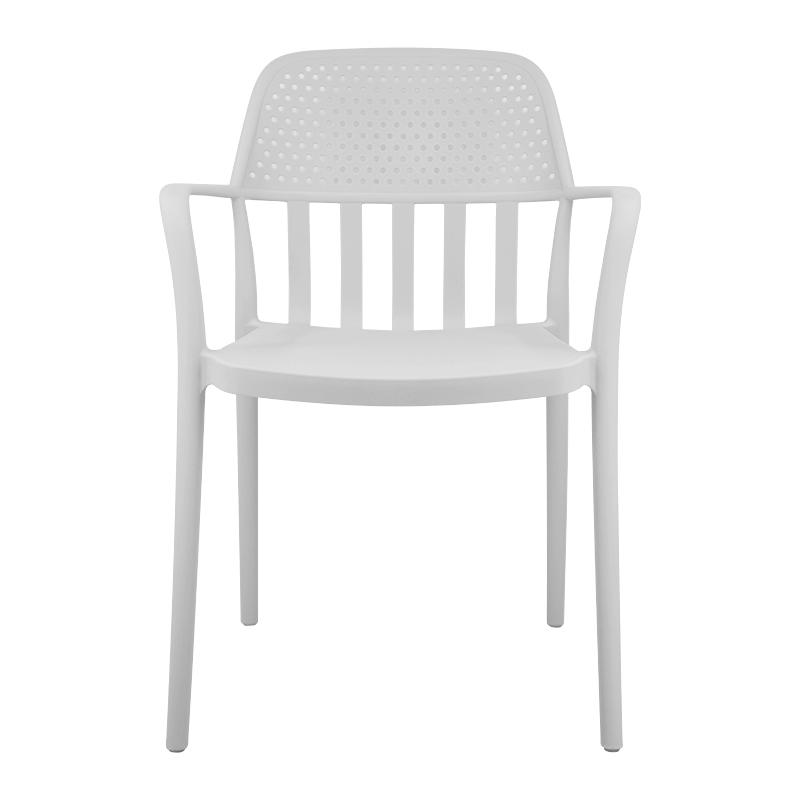 Light Gray Plastic Restaurant Chair with Arms