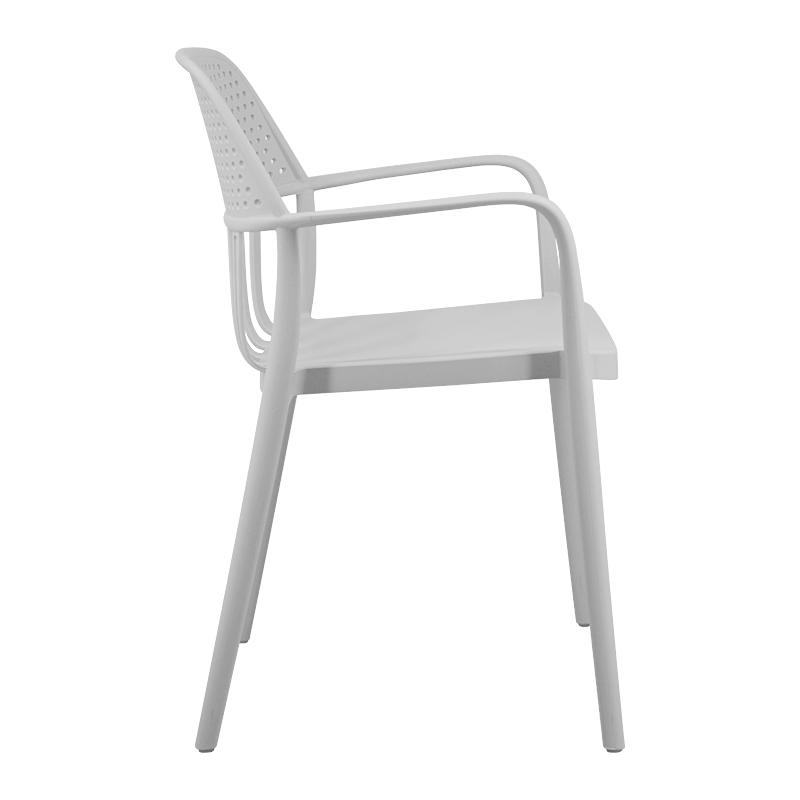 Light Gray Plastic Restaurant Chair with Arms