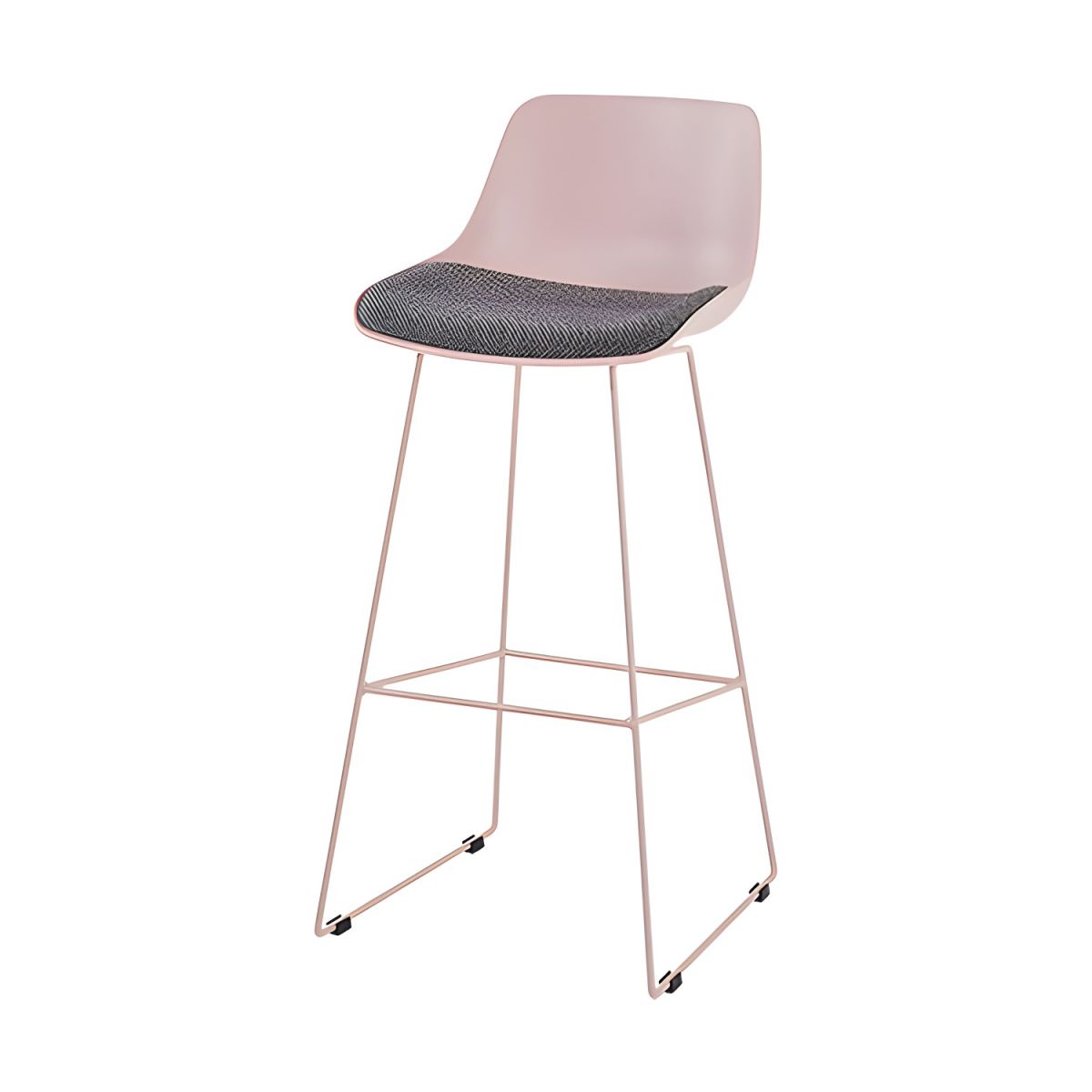 Ergonomic Bar Stool | Pink Metal Legs | Cushioned Plastic Seat