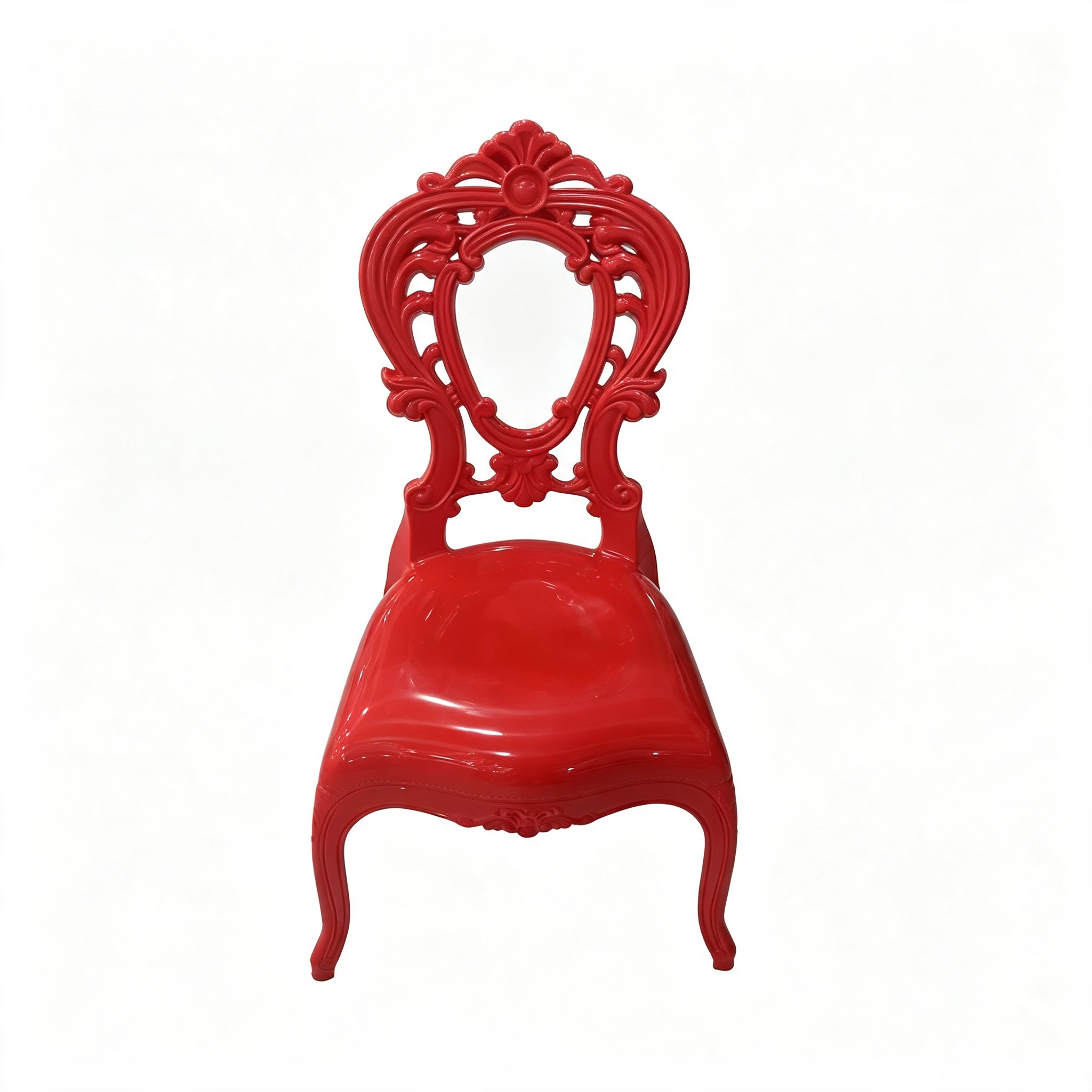 Kids PP Hollow‑Back Royal Chair, Monobloc Colored Polypropylene Children Ornate Open‑Carved Event Chair