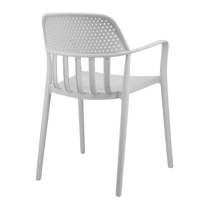 Light Gray Plastic Restaurant Chair with Arms
