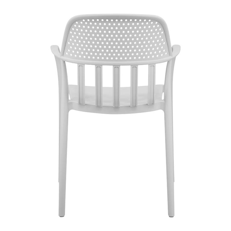 Light Gray Plastic Restaurant Chair with Arms