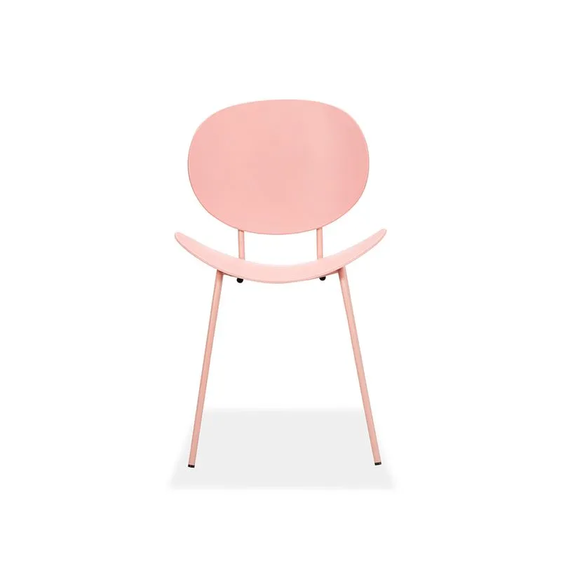 Pink Plastic Side Chair with Spray-Finished Metal Legs