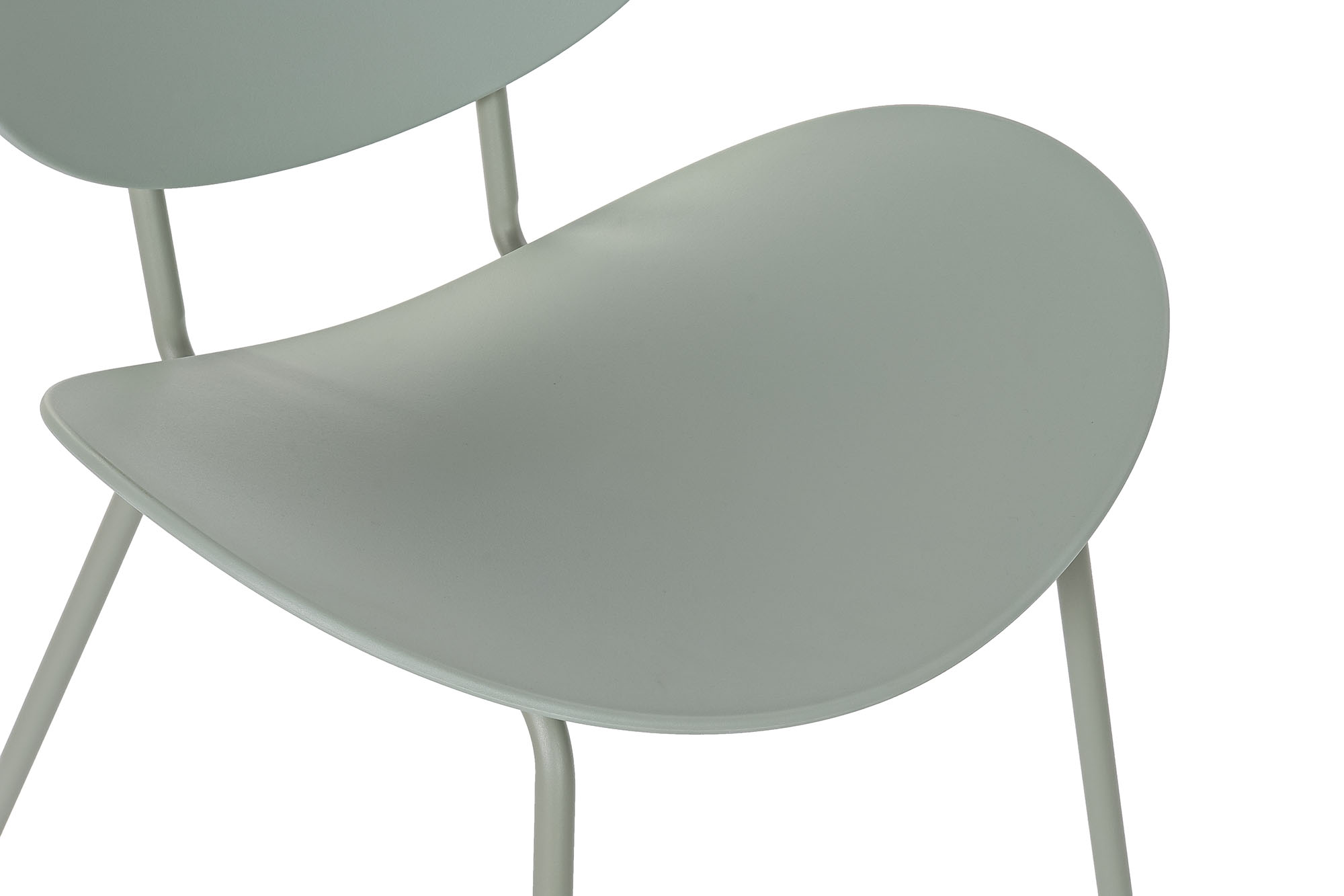 Mint Green Plastic Armless Chair with Powder-Coated Metal Legs
