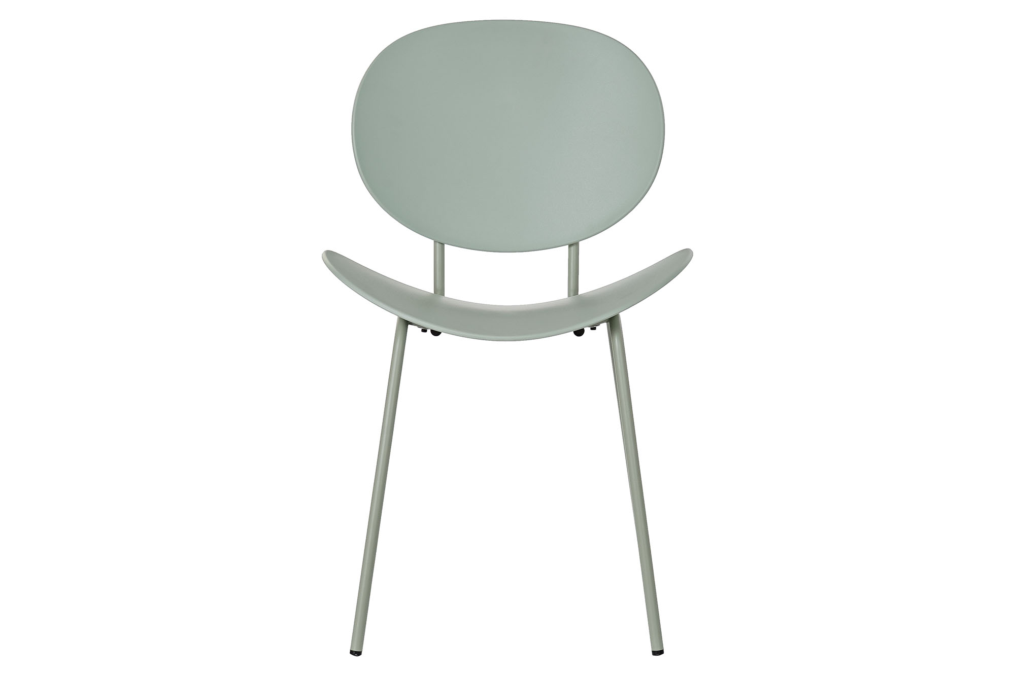 Mint Green Plastic Armless Chair with Powder-Coated Metal Legs