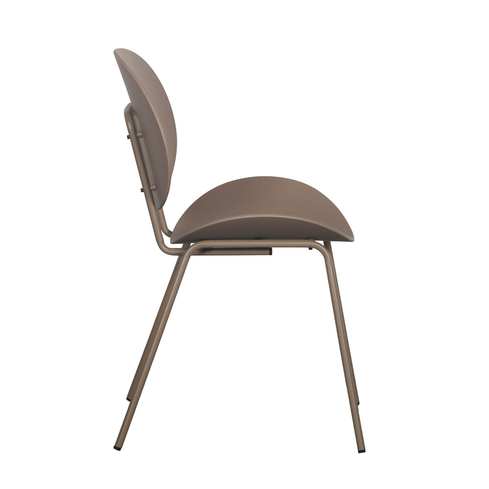 Brown Plastic Armless Chair with Spray-Finished Metal Base