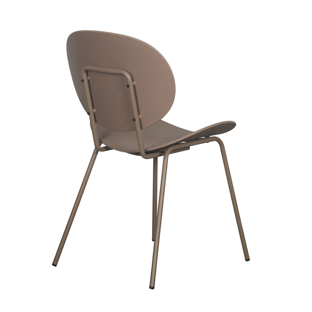 Brown Plastic Armless Chair with Spray-Finished Metal Base