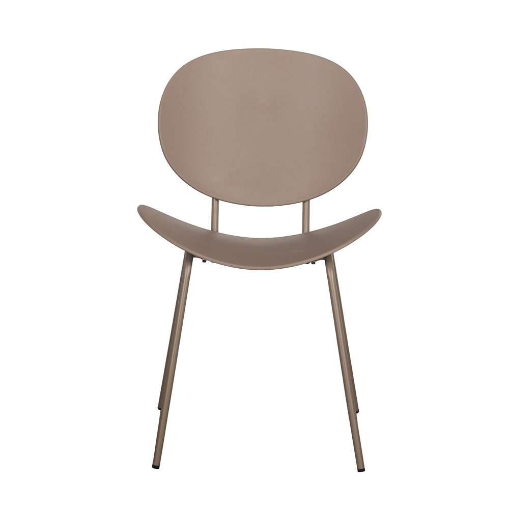 Brown Plastic Armless Chair with Spray-Finished Metal Base