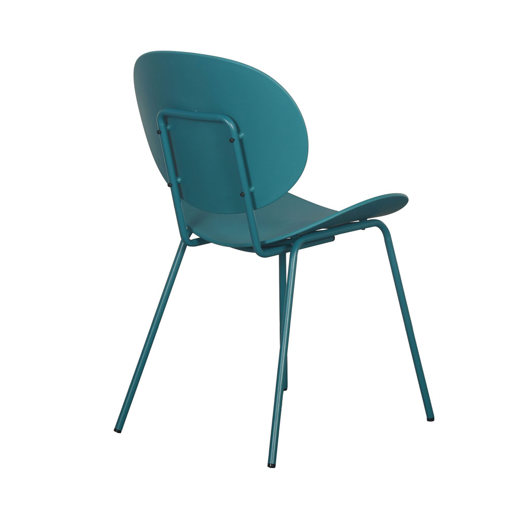 Teal Plastic Armless Chair with Powder-Coated Metal Base