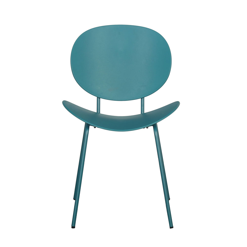 Teal Plastic Armless Chair with Powder-Coated Metal Base