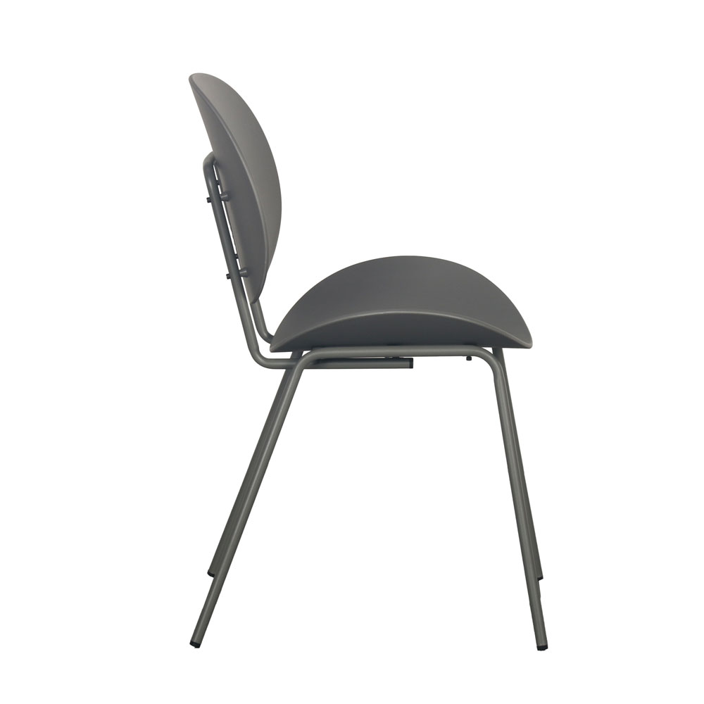 Dark Gray Plastic Armless Chair with Powder-Coated Metal Base