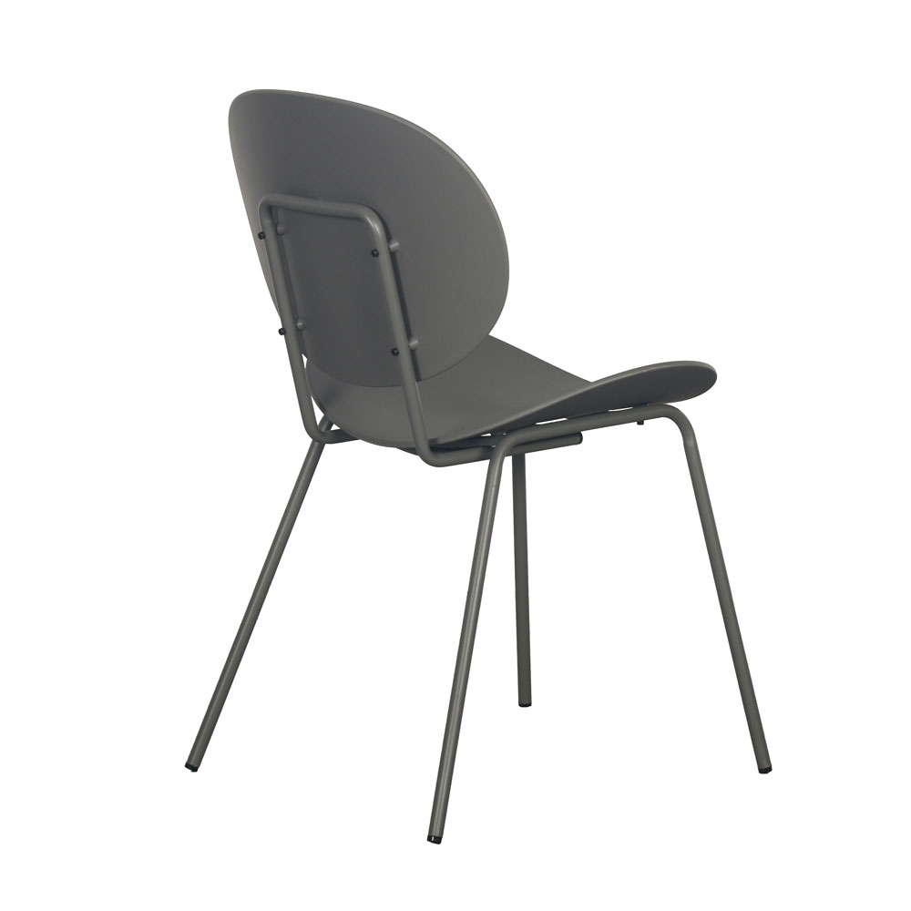 Dark Gray Plastic Armless Chair with Powder-Coated Metal Base