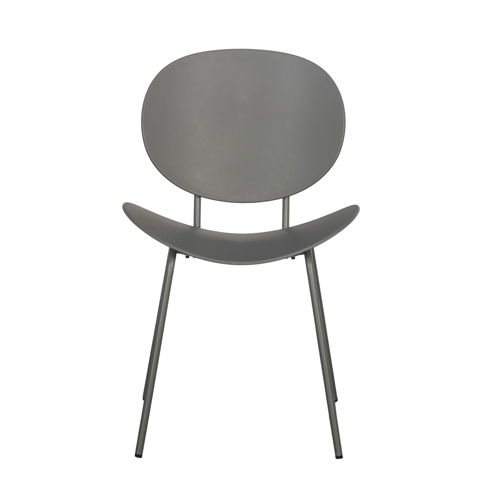 Dark Gray Plastic Armless Chair with Powder-Coated Metal Base