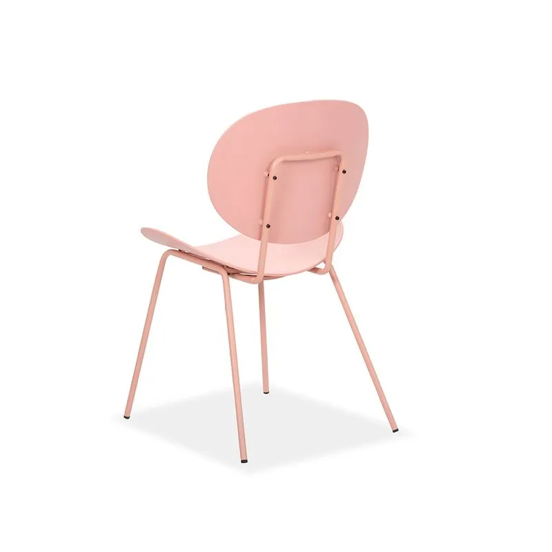 Pink Plastic Side Chair with Spray-Finished Metal Legs