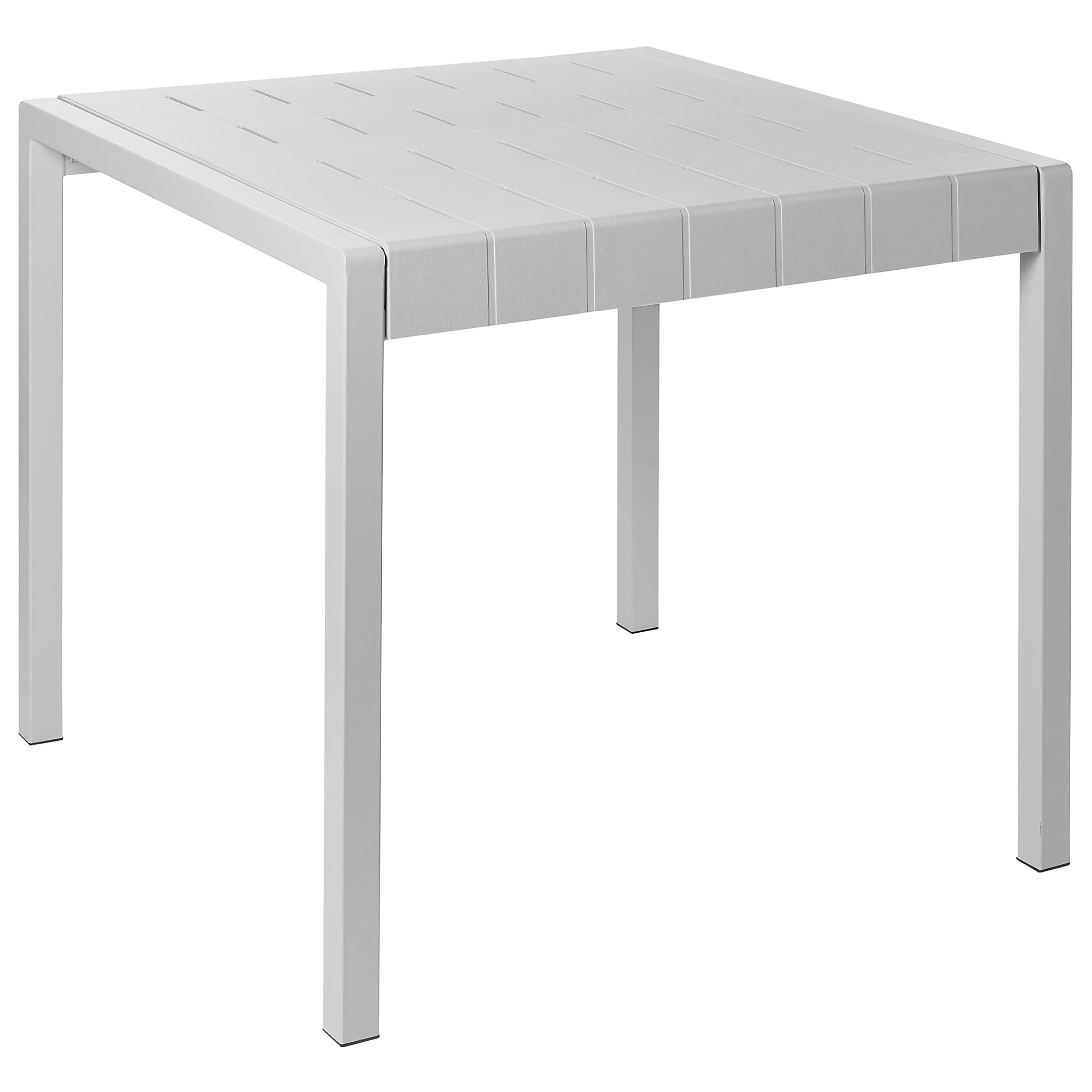 Square Slatted PP Top Metal Frame Outdoor Dining Table Weatherproof Rectangular Patio Table for Hotel Cafe Restaurant Resort Wholesale
