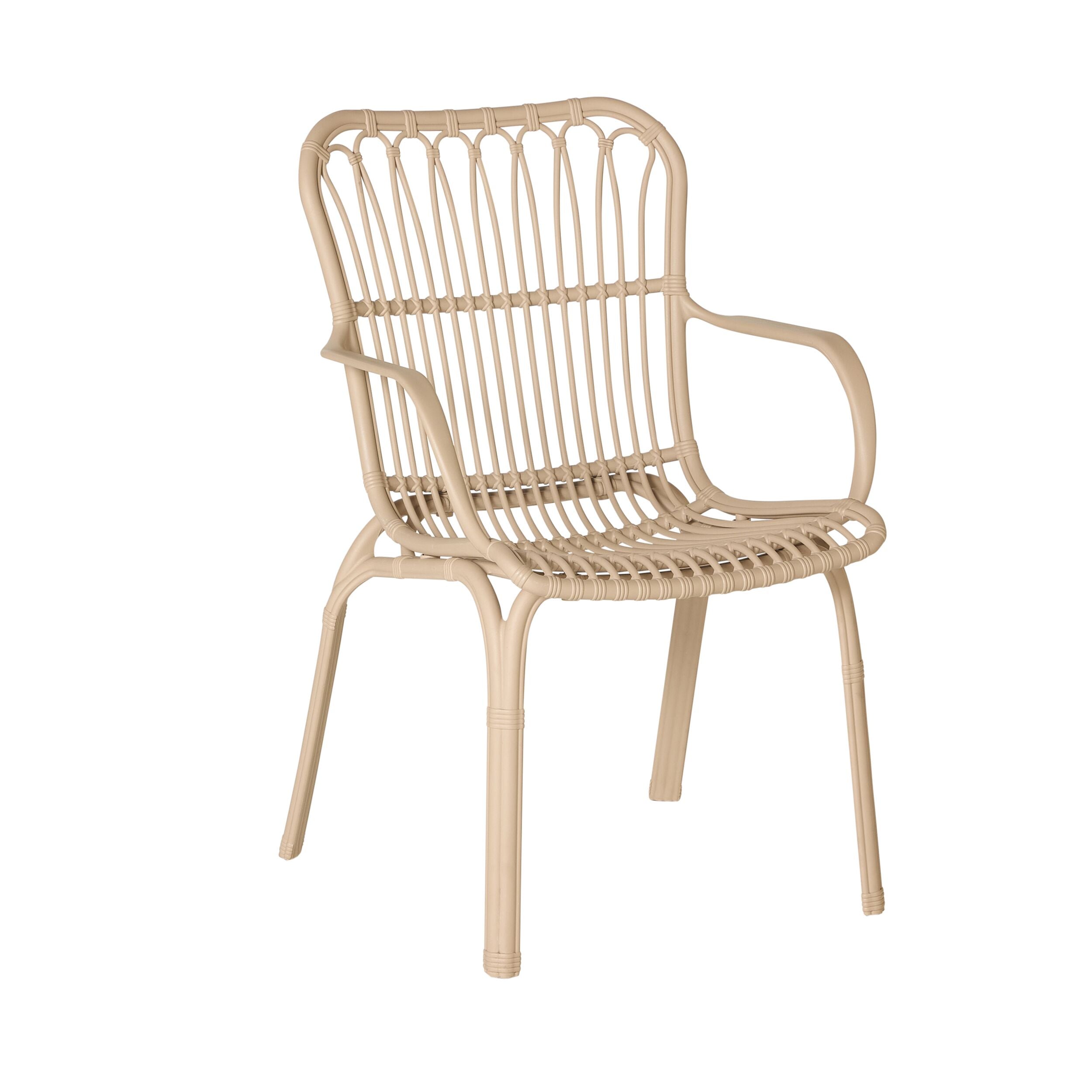 All PP Split Assembled Wavy Vertical Slat Armchair Stackable Outdoor Plastic Patio Dining Chair for Hotel Cafe Resort Wholesale