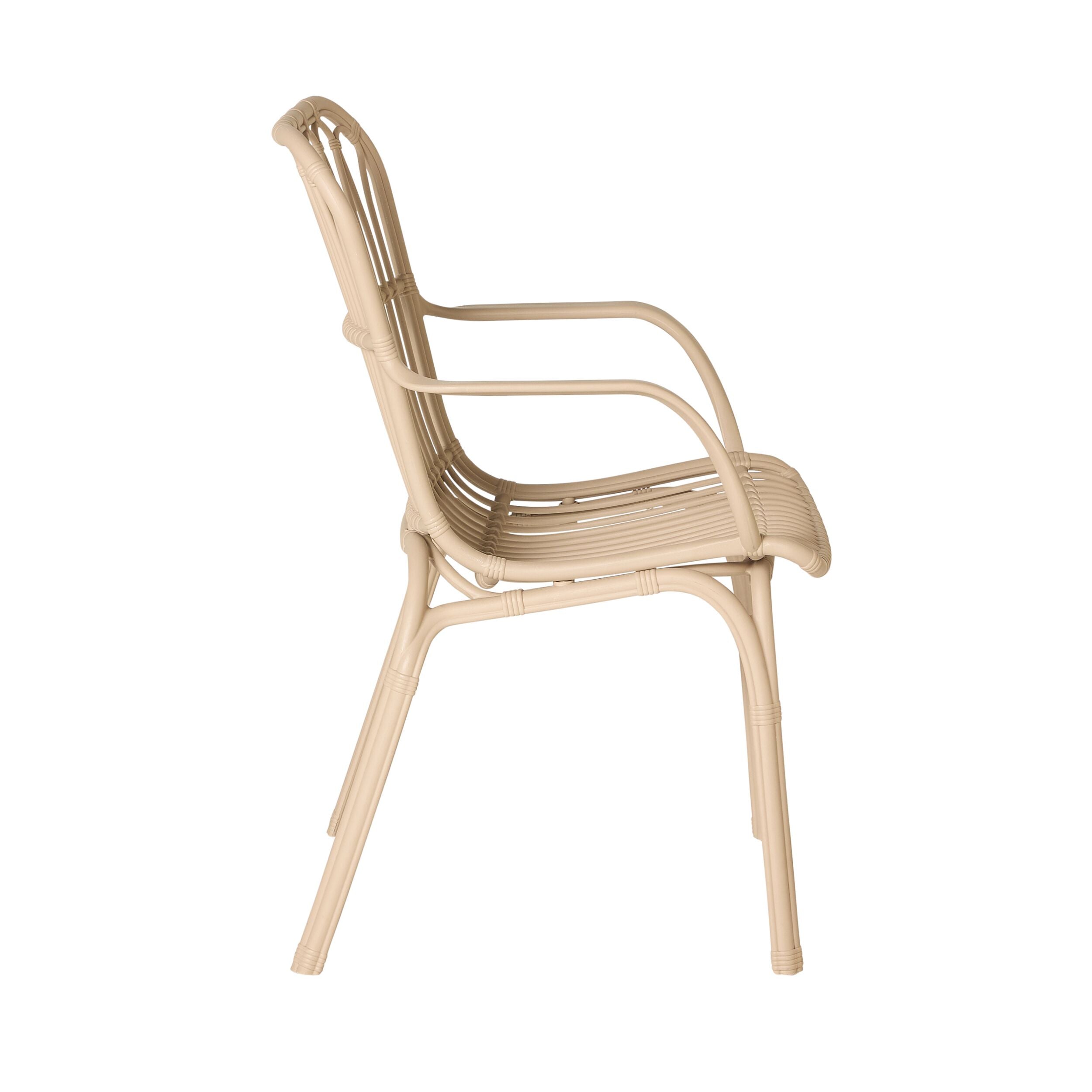All PP Split Assembled Wavy Vertical Slat Armchair Stackable Outdoor Plastic Patio Dining Chair for Hotel Cafe Resort Wholesale