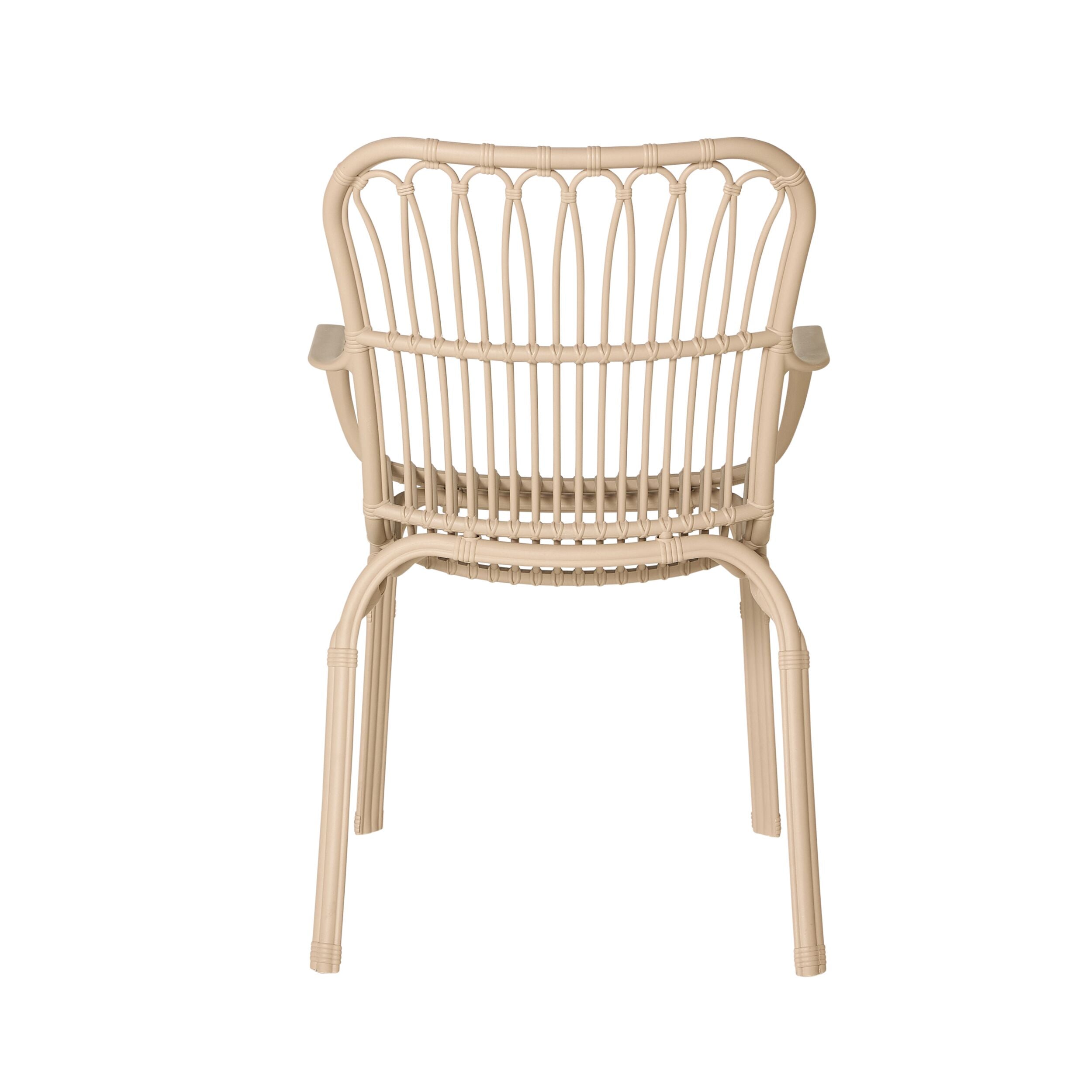 All PP Split Assembled Wavy Vertical Slat Armchair Stackable Outdoor Plastic Patio Dining Chair for Hotel Cafe Resort Wholesale