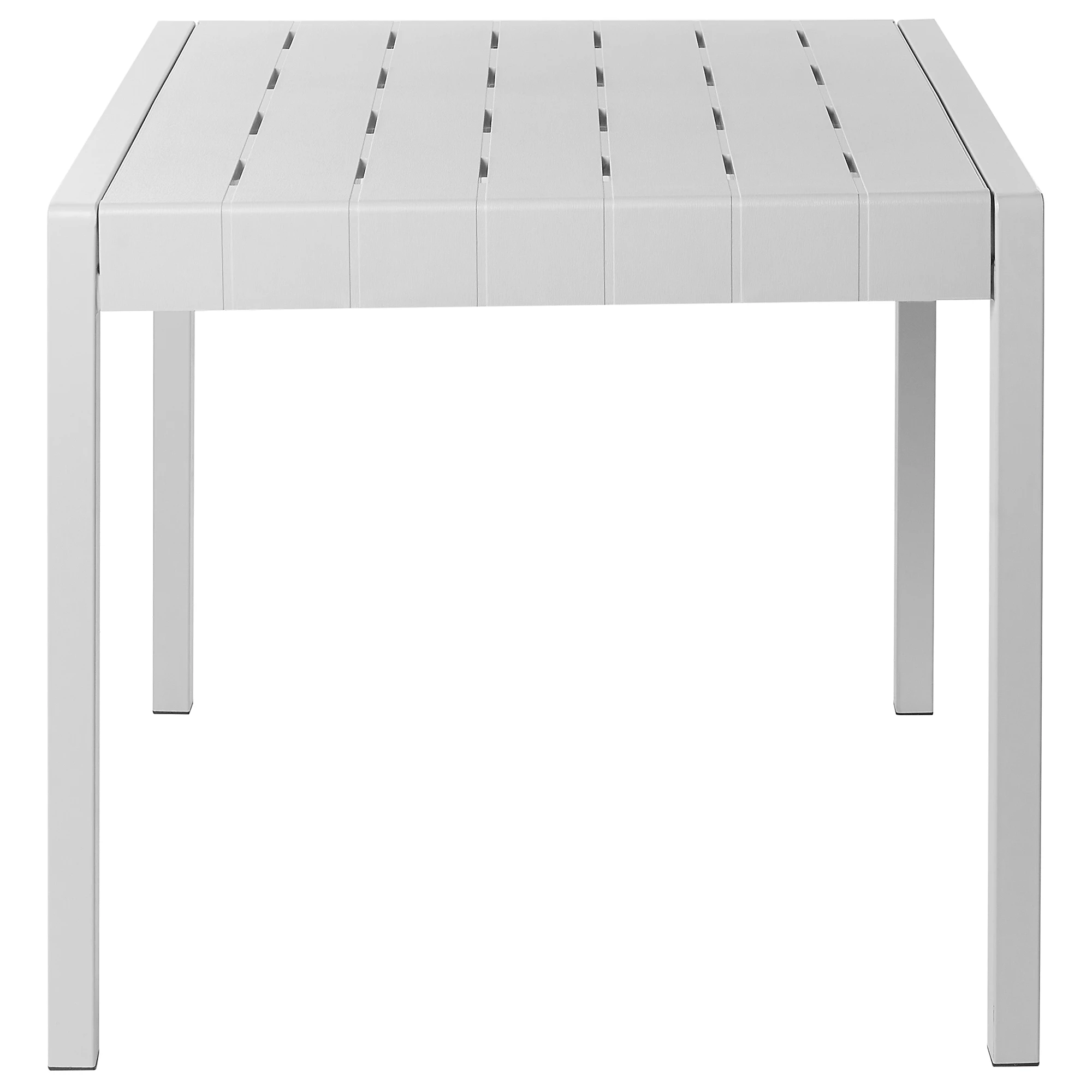 Square Slatted PP Top Metal Frame Outdoor Dining Table Weatherproof Rectangular Patio Table for Hotel Cafe Restaurant Resort Wholesale