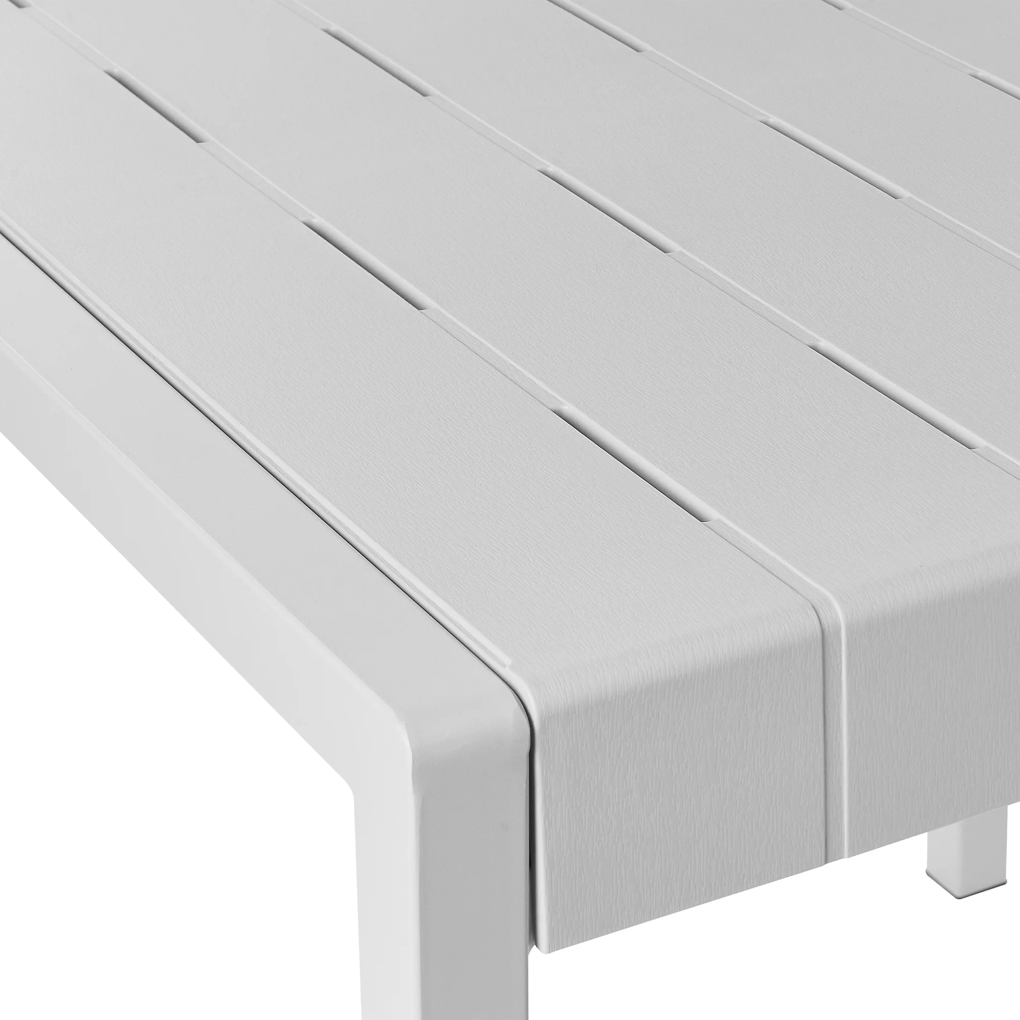 Square Slatted PP Top Metal Frame Outdoor Dining Table Weatherproof Rectangular Patio Table for Hotel Cafe Restaurant Resort Wholesale