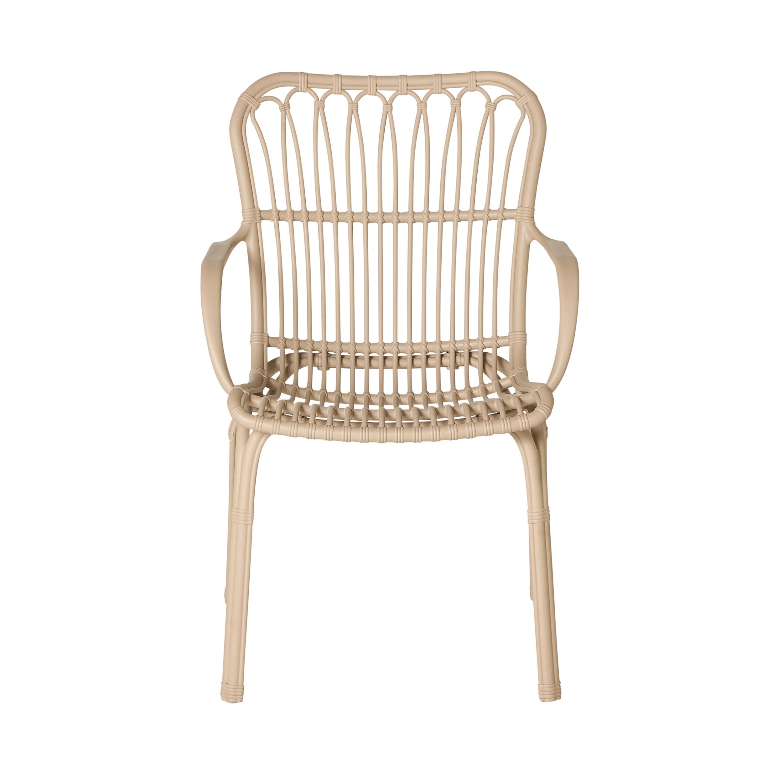 All PP Split Assembled Wavy Vertical Slat Armchair Stackable Outdoor Plastic Patio Dining Chair for Hotel Cafe Resort Wholesale