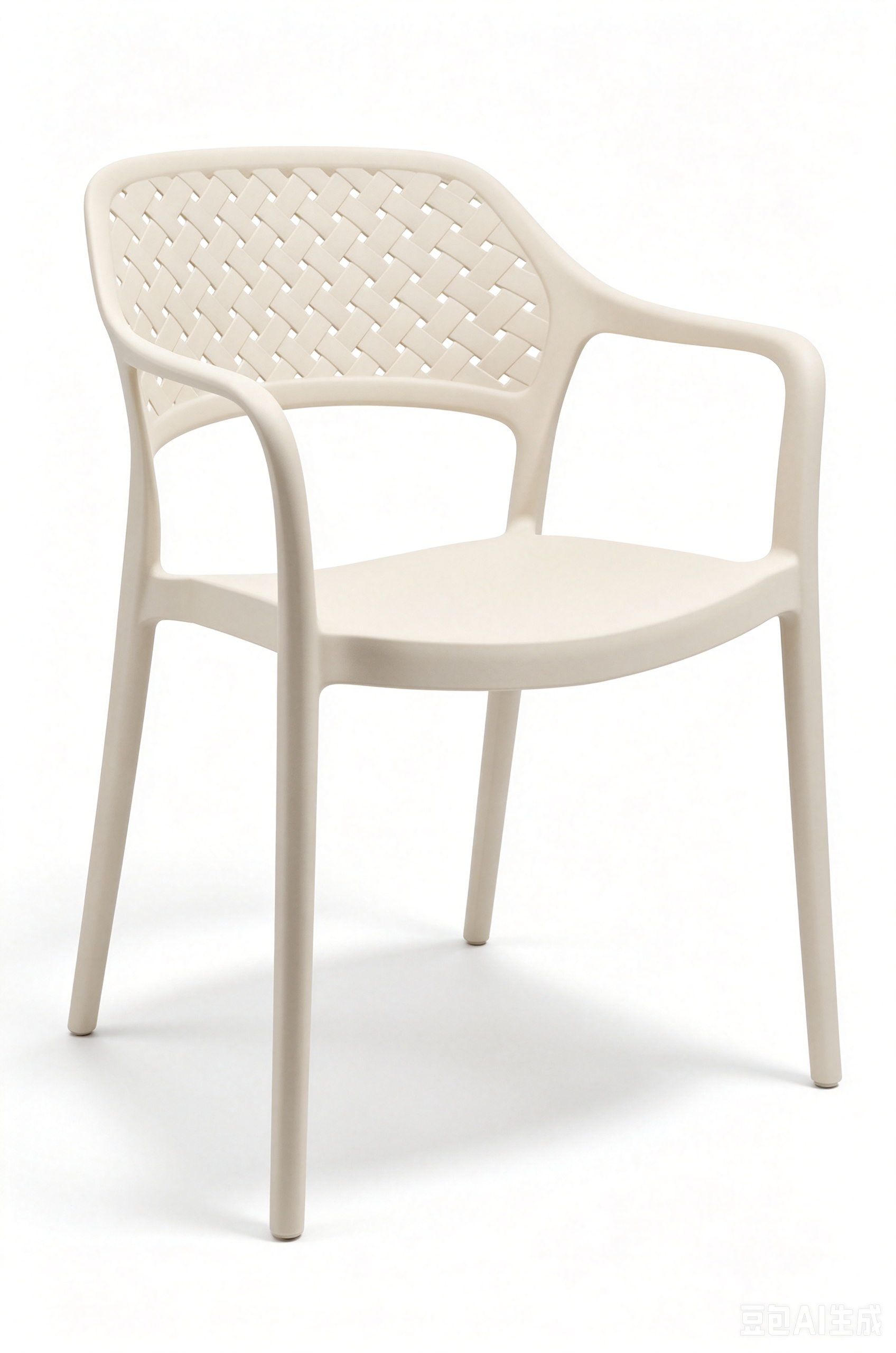 Stackable Monoblock Plastic Armchair, Woven Hollow Back PP Dining Chair, Weatherproof Outdoor Patio Cafe Garden Plastic Chair for Hotel Restaurant Wholesale Project